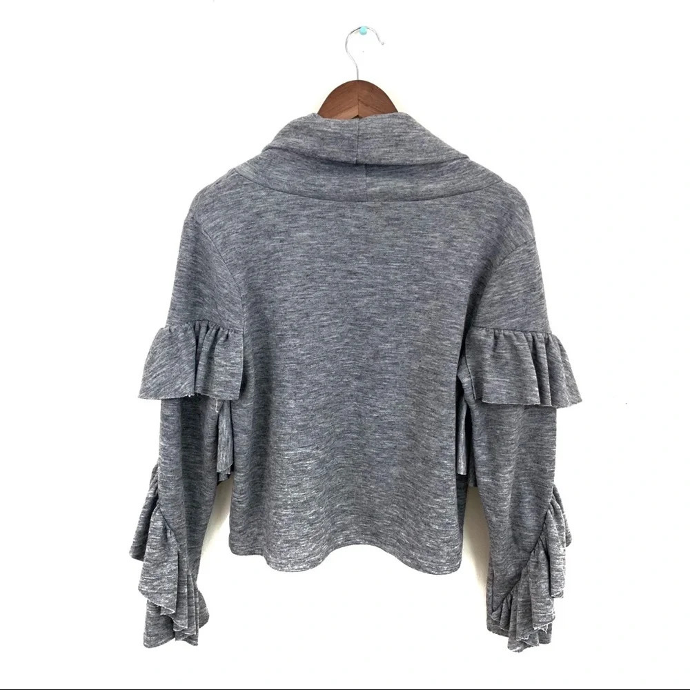 Leith Sweater Ruffle Sleeve High Low Cowl Neck - Picture 3 of 7